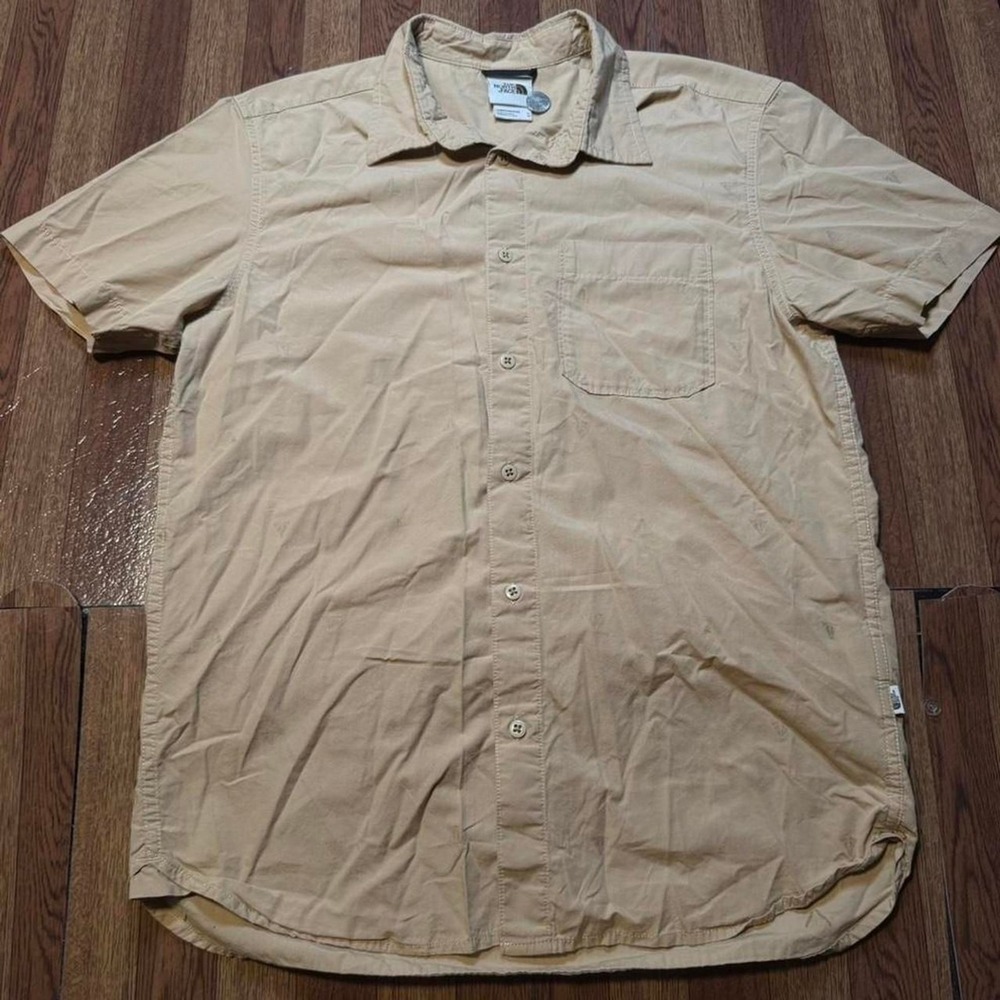 The North Face Beige Tan Button Up Polo Shirt Medium